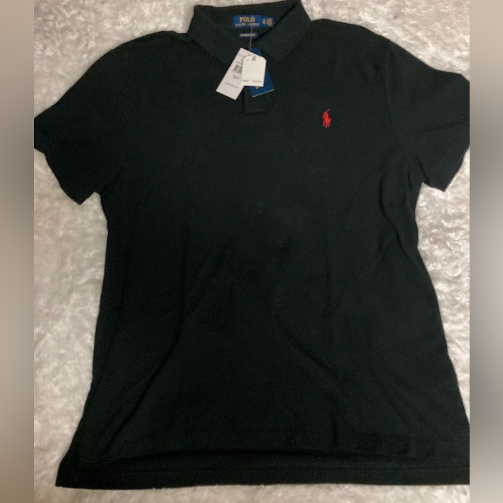 Ralph Lauren Polo Onyx Black Mens Polo Short Sleeves Shirt size XL Custom Fit